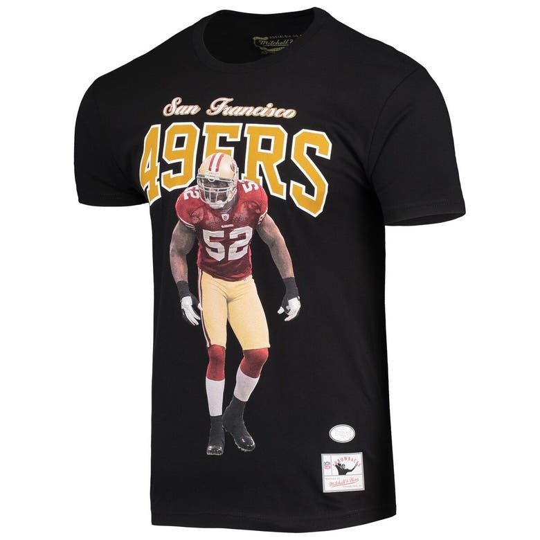 Men's Mitchell & Ness Patrick Willis San Francisco 49ers Black 75th  Anniversary Player Graphics T-Shirt