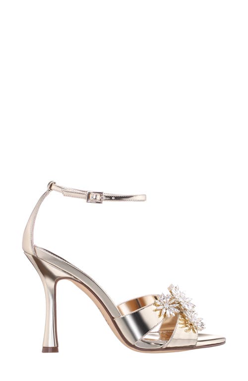 Nina Women's Dawn Dress Sandal With Crystal Flowers In Platino