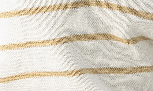 Shop Sanctuary Chill Vibes Stripe Cotton V-neck Sweater In Gold/chalk