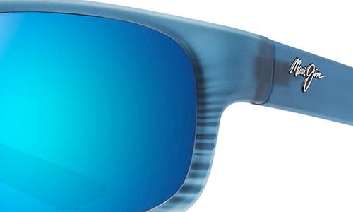 Maui Jim Kaiwi Channel 62mm Rectangular Polarized Sunglasses In Blue Black Stripe/blue Hawaii