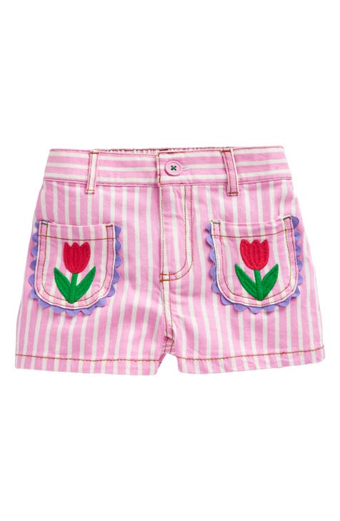 Pink Floral Printed Cotton Floaty Shorts