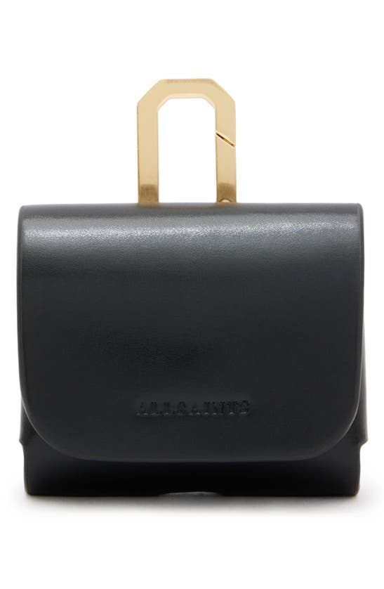 Shop Allsaints Leather Airpod Case In Black