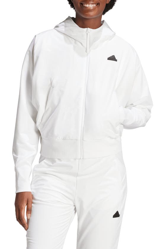 Shop Adidas Originals Z.n.e. Zip-up Hoodie In White