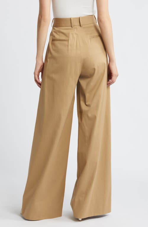 Shop Frame Pleated Wide Leg Trousers In Camel