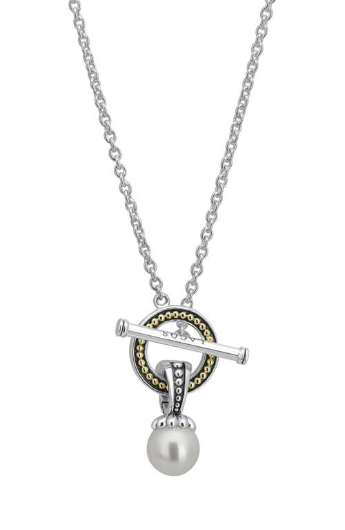 LAGOS Luna Pearl Toggle Pendant Necklace in Silver/Pearl at Nordstrom, Size 18 In