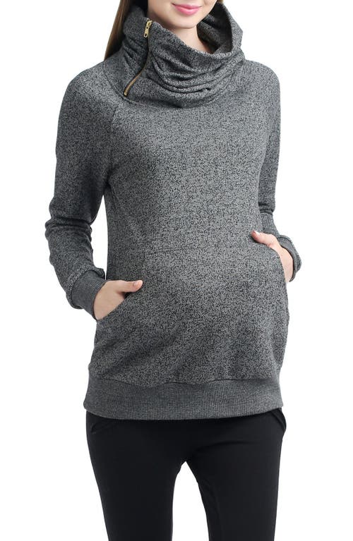 'Thea' Zip Collar Maternity Sweatshirt in Gray