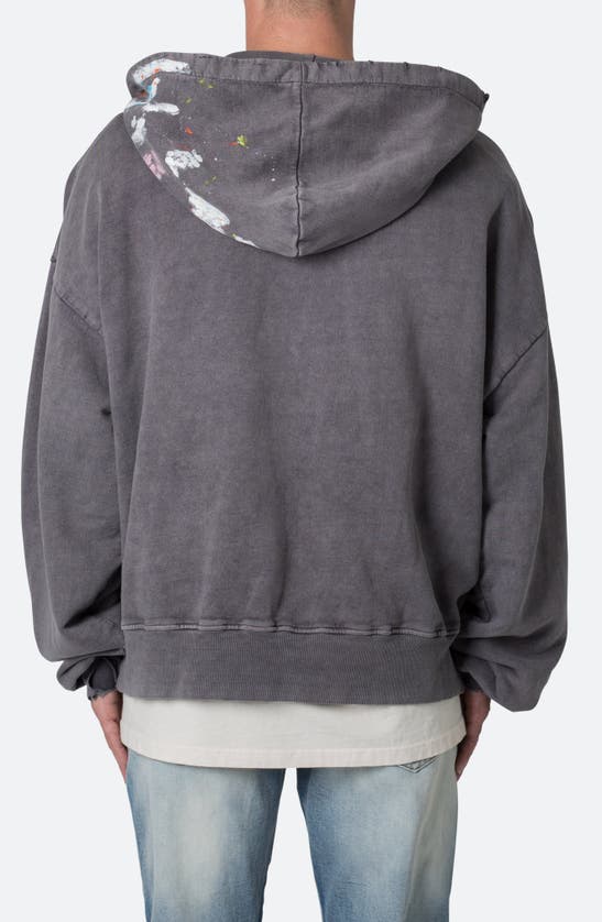 Shop Mnml Destroyed Painter Hoodie In Charcoal Grey