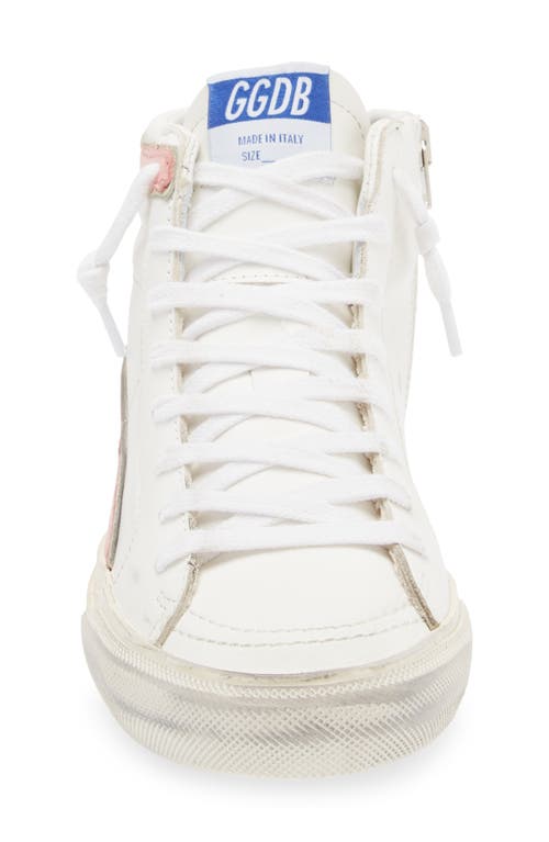 Golden Goose Slide High Top Sneaker In White/silver/pink