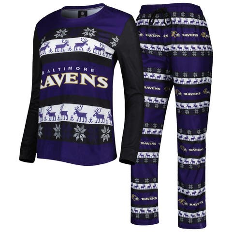 Men's Baltimore Ravens FOCO Purple Holiday Repeat Long Sleeve T-Shirt