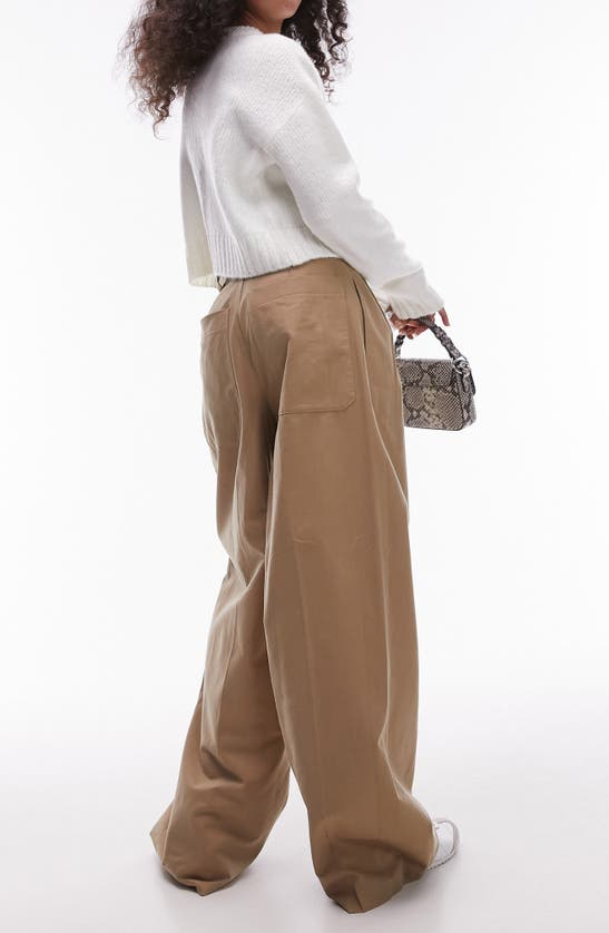 Shop Topshop High Waist Chino Trousers In Sand