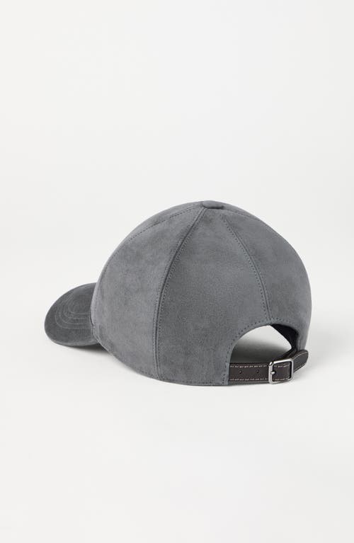 Shop Brunello Cucinelli Suede Baseball Cap In Anthracite