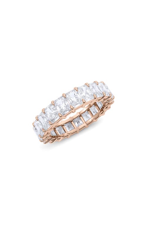 HauteCarat Radiant Cut Lab Created Diamond Eternity Ring in 18K Rose Gold