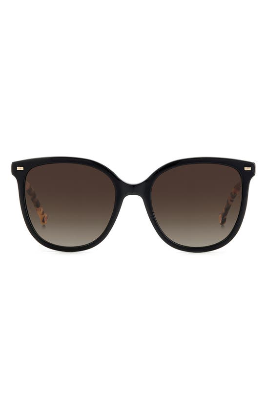 Shop Carolina Herrera 55mm Round Sunglasses In Black/ Black Gradient