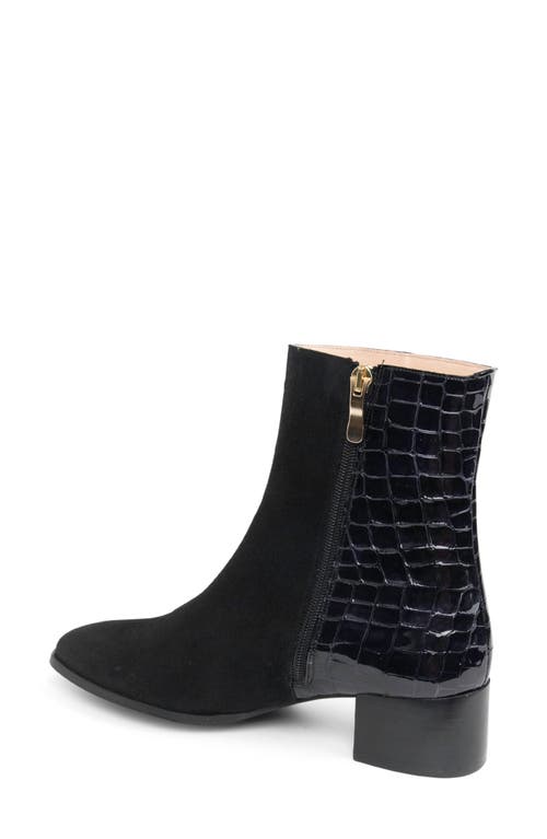 Patricia Green Dylan Croc Embossed Bootie In Black