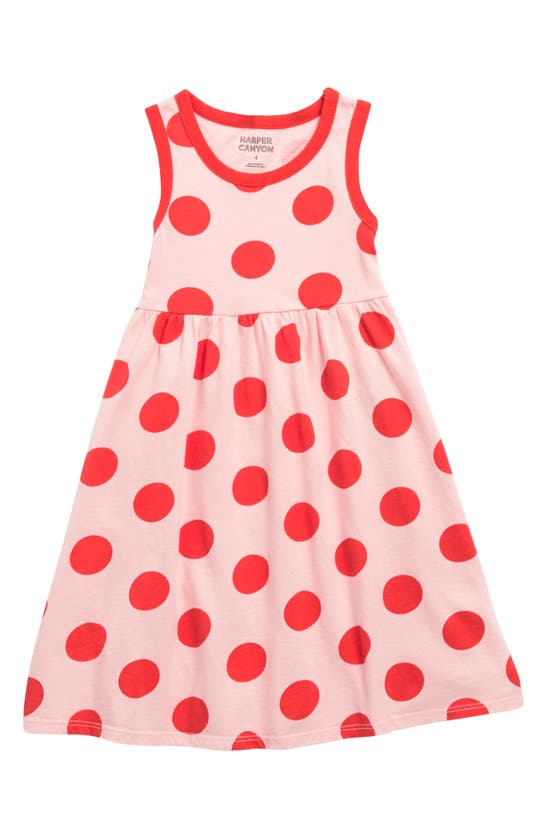 Harper Canyon Kids' Print Tank Dress In Pink English Dense Dot