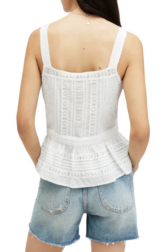 Shop Allsaints Catalina Peplum Pintuck Lace Detail Top In Off White