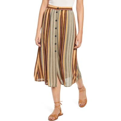 Ten Sixty Sherman Stripe Button Front Midi Skirt, Blue