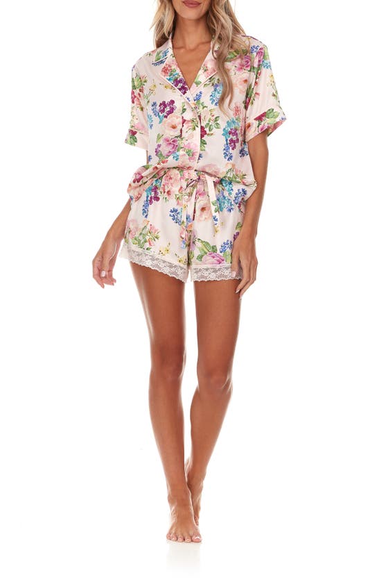 Shop Flora Nikrooz Selena Floral Satin Short Pajamas In Blush