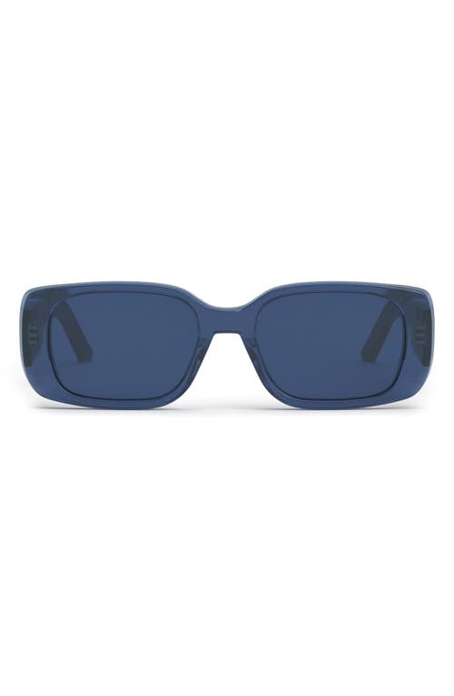 Shop Dior Wil S2u 53mm Rectangular Sunglasses In Shiny Blue/blue