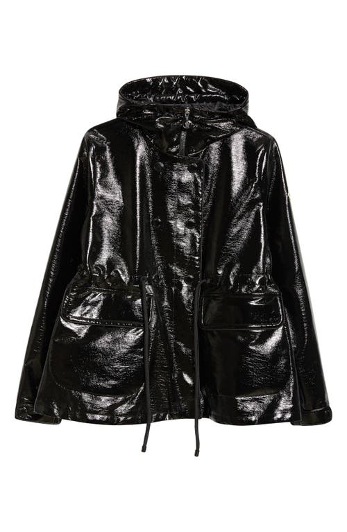 Moncler Agnou Glossy Textured Parka Jacket In Black