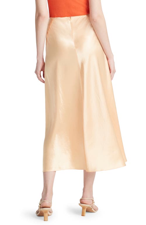 Vince Raw Edge Paneled Satin Slip Skirt In Cantaloupe