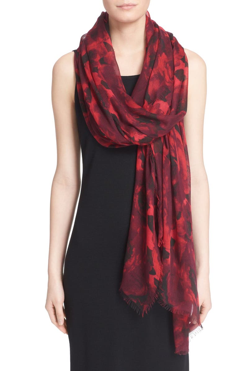 St. John Collection 'Shaded Peony' Print Modal & Silk Scarf | Nordstrom
