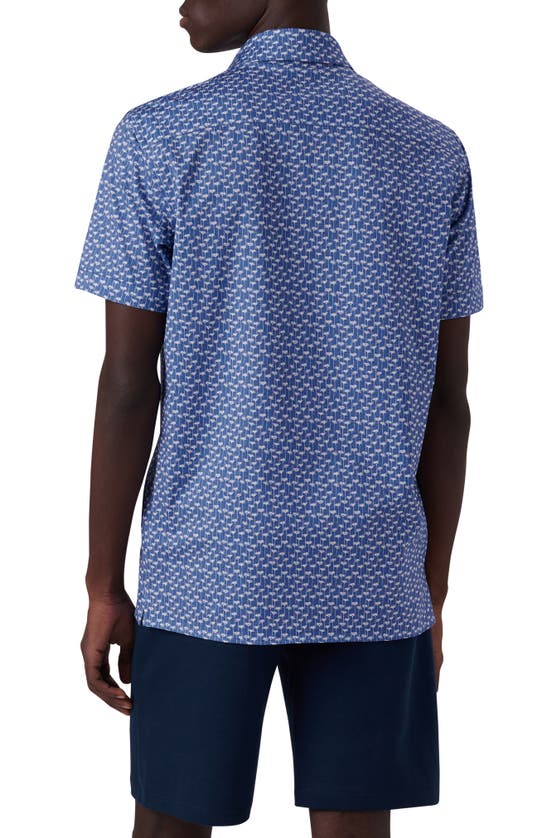 Shop Bugatchi Milo Ooohcotton® Floral Short Sleeve Button-up Shirt In Classic Blue