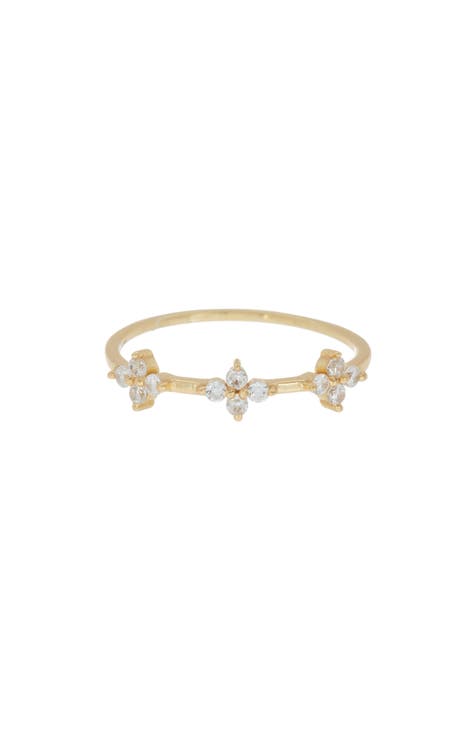 CZ Flower Band Ring