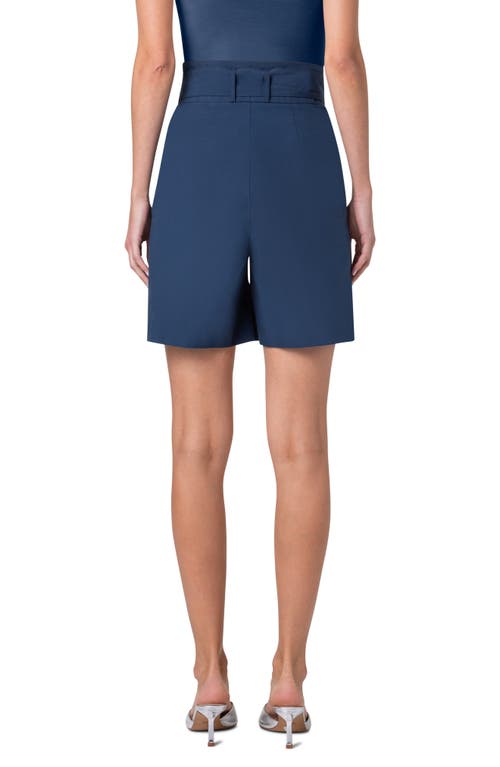 Akris Punto Fiorellina Belted Bermuda Shorts In Ink
