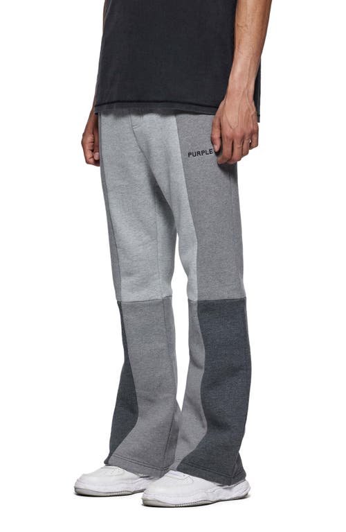 Shop Purple Brand Patchwork Fleece Flare Leg Pants In Grey Multi