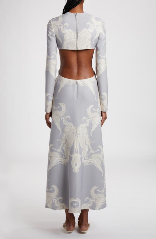 Valentino Garavani Siren Cutout Long Sleeve Crepe Couture Dress In Perla/avorio