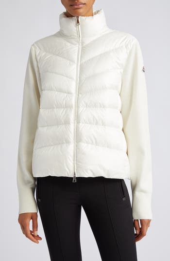 Moncler Quilted Nylon & Wool Knit Cardigan | Nordstrom