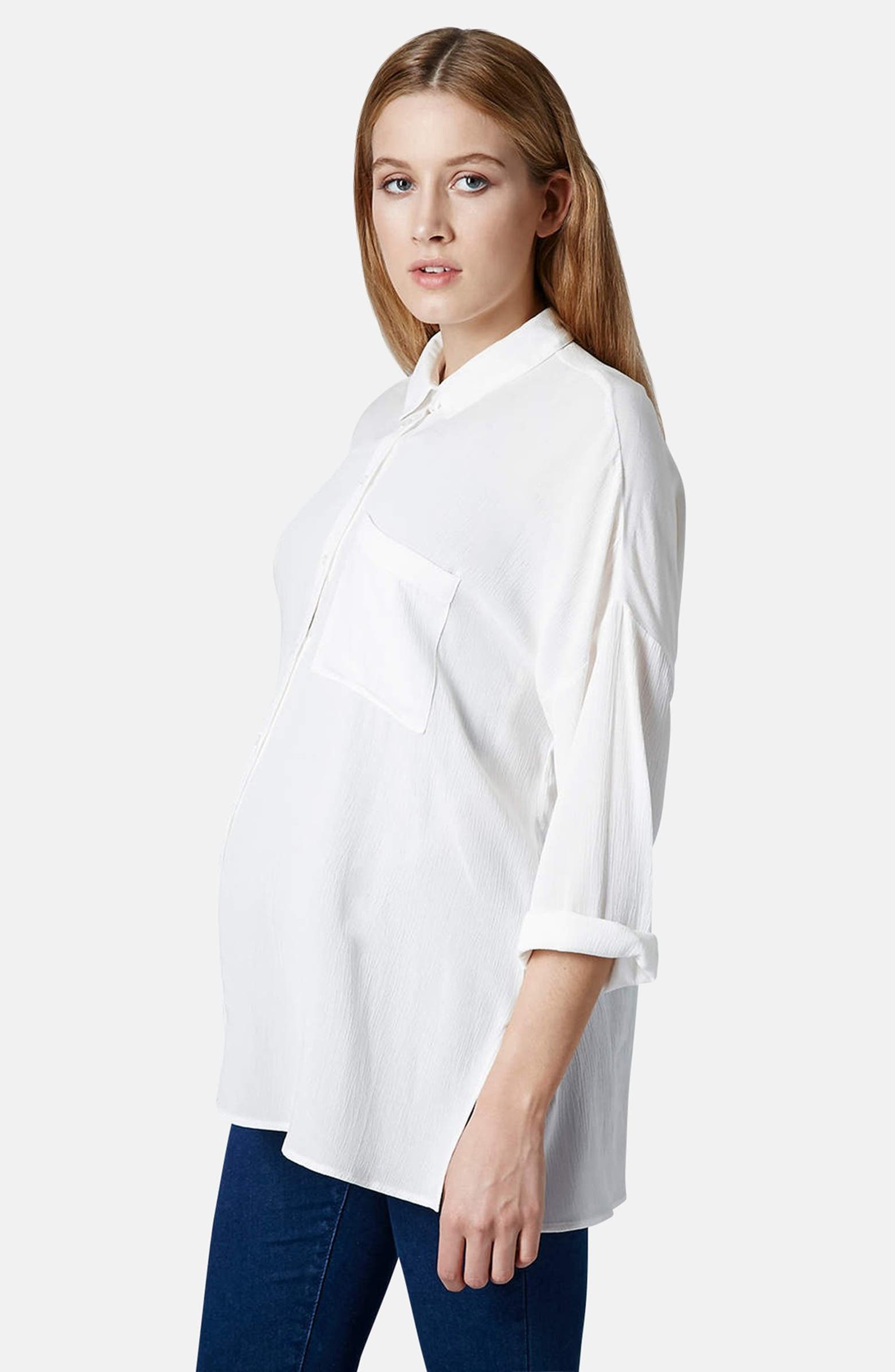 Topshop Crinkled Oversized Maternity Shirt | Nordstrom