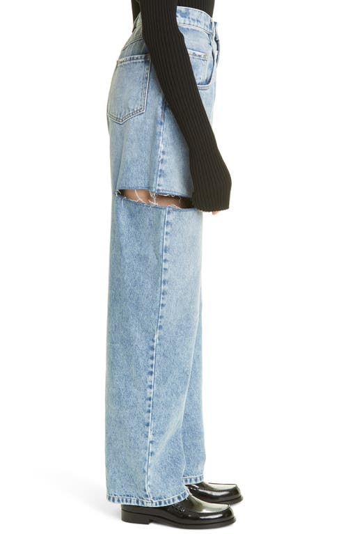 Maison Margiela Womens Blue Icons Cut-out Straight-leg High-rise Jeans In Denim