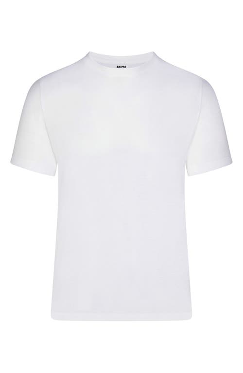 Shop Skims Classic Cotton Crewneck T-shirt In Chalk