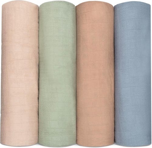 Comfy Cubs Muslin Swaddle Blankets, 4 Pack In Pacific, Cedar, Sage, Blush