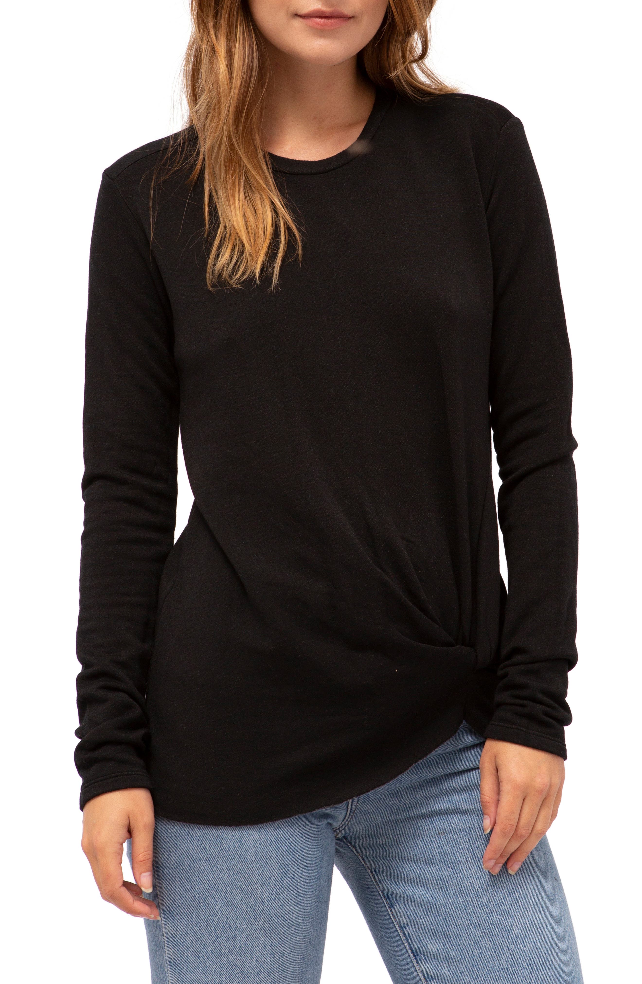 Stateside Twist Front Fleece Sweatshirt, Black