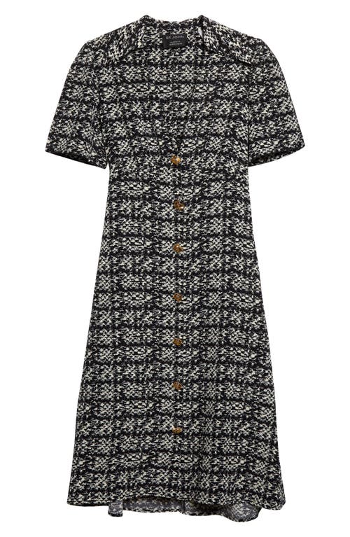 Shop St John St. John Collection Jared Tweed Print Silk Shirtdress In Ecru/black