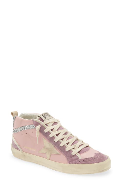 Golden Goose Mid Star Sneaker In Pink/lilac/beige