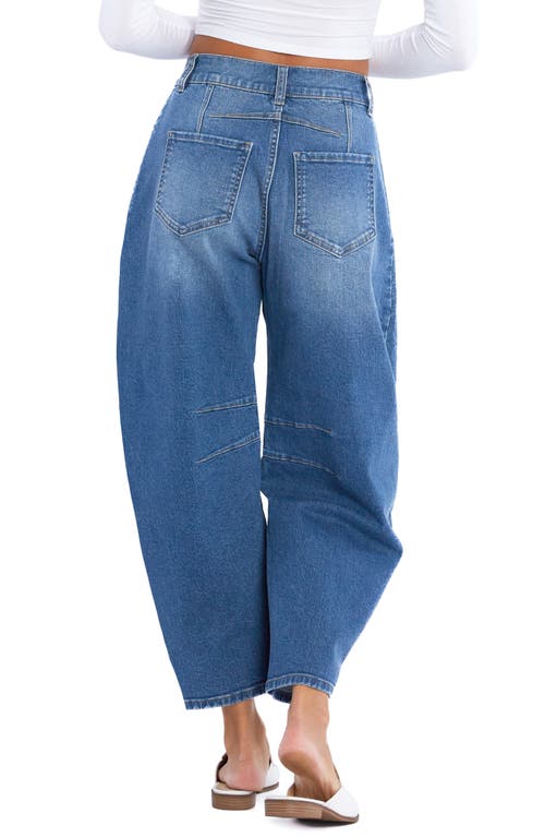 Shop Wash Lab Denim Crop High Waist Barrel Leg Jeans In Good Blue