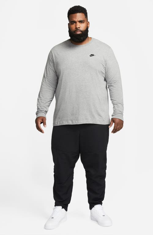 Shop Nike Sportswear Club Long Sleeve T-shirt In Heather Grey/black