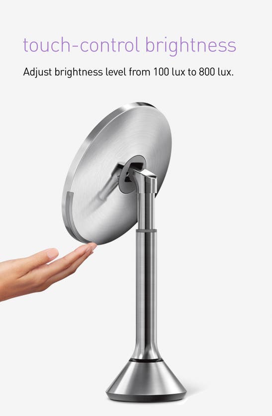 Simplehuman 8-inch Sensor Rechargeable Tabletop Mirror In Brushed Stainless Steel
