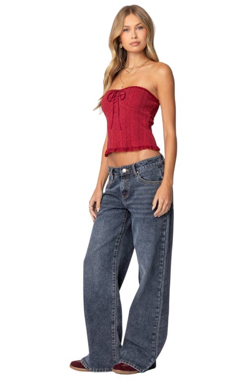 Edikted Ace Low Rise Wide Leg Jeans In Dark-blue