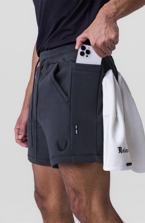 Shop Asrv Tech Terry Sweat Shorts In Navy