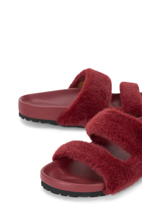 Shop Staud Cyprus Faux Fur Slide Sandal In Pinot