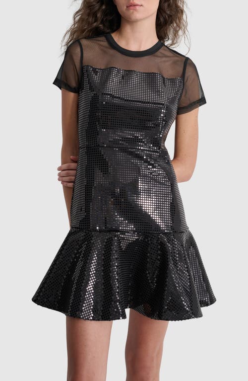 Shop Dkny Geometric Sequin Stretch Minidress In Black/black