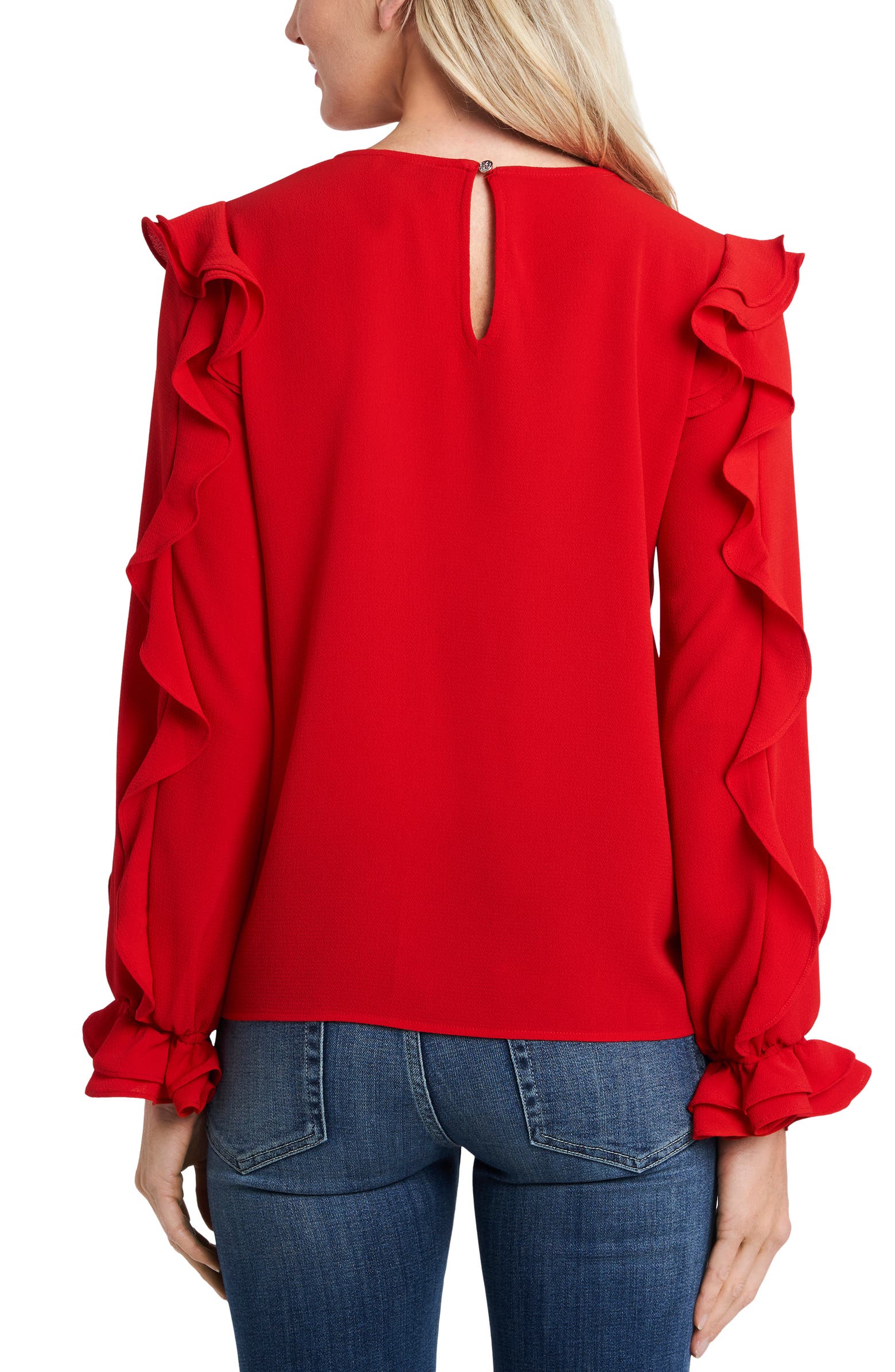 CeCe Ruffle Sleeve Crepe Top | Nordstrom