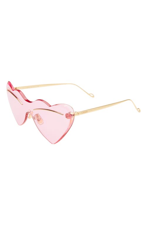 Shop Loewe Heart Shaped Sunglasses In Shiny Endura Gold/violet