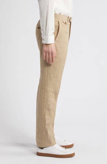 Billy Reid Flat Front Linen Blend Dress Pants