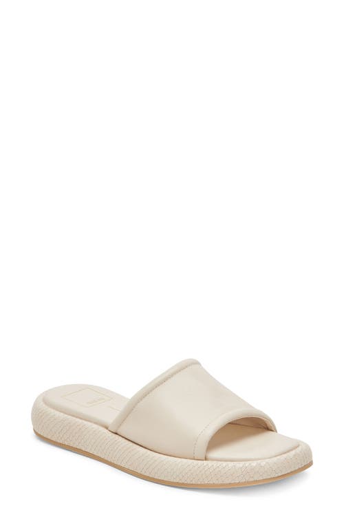 Aisha Platform Slide Sandal in Ivory Leather